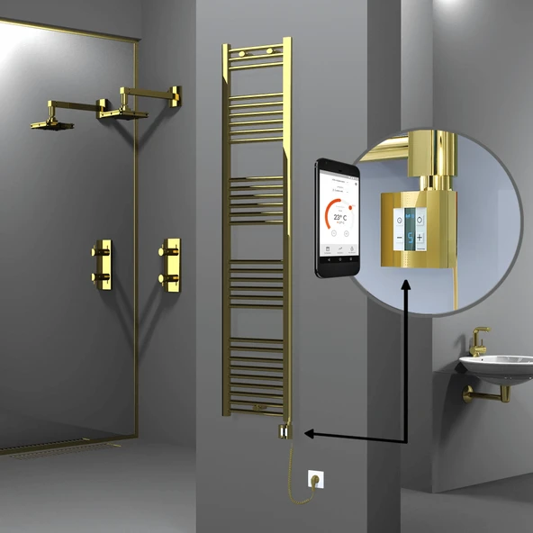 HAITI Elektrikli Havlupan 400x1800 Düz Altın (KTX4 Termostat) 300W Spiral Kablolu ürün görseli 1