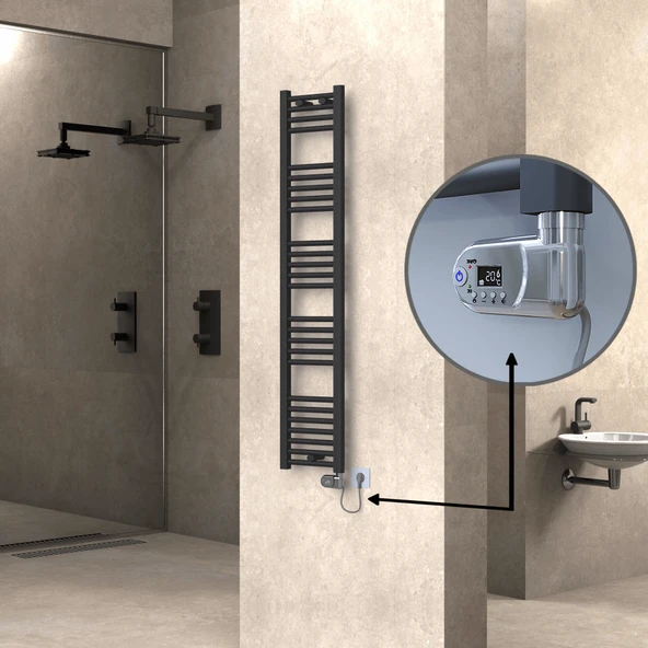 HAITI Elektrikli Havlupan 300x1500 Düz Antrasit (Thesis Termostat) 600W ürün görseli 1