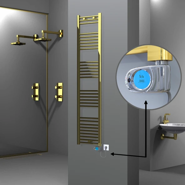 HAITI Elektrikli Havlupan 400x1800 Düz Altın (Musa Termostat) 300W ürün görseli 1