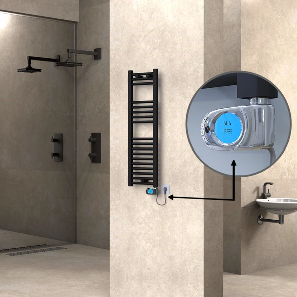 HAITI Elektrikli Havlupan 300x1000 Düz Siyah (Musa Termostat) 300W ürün görseli 1