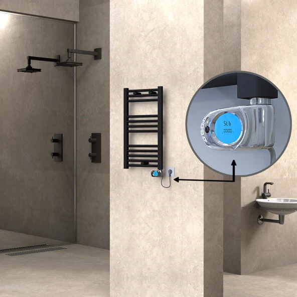 HAITI Elektrikli Havlupan 400x700 Düz Siyah (Musa Termostat) 300W ürün görseli