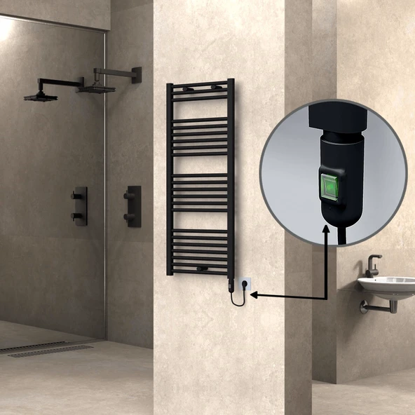 HAITI Elektrikli Havlupan 500x1200 Düz Siyah (OnOff Düğmeli) 600W ürün görseli