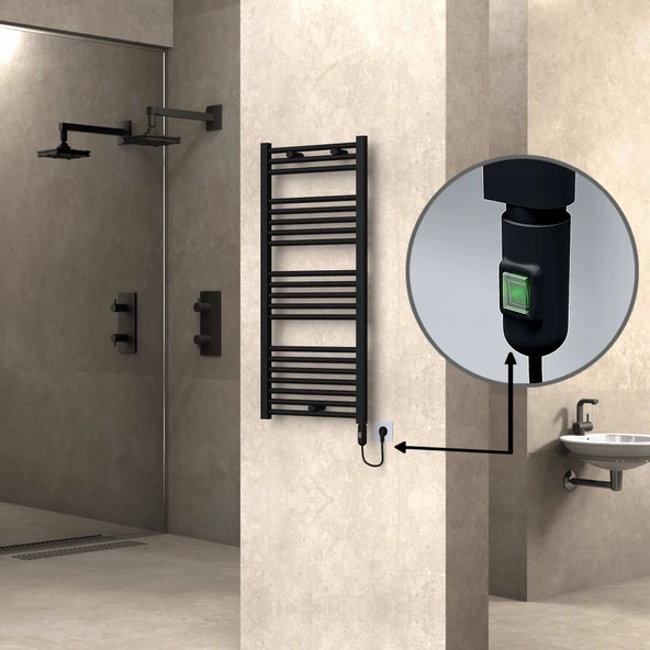 HAITI Elektrikli Havlupan 500x1100 Düz Siyah (OnOff Düğmeli) 600W ürün görseli 1