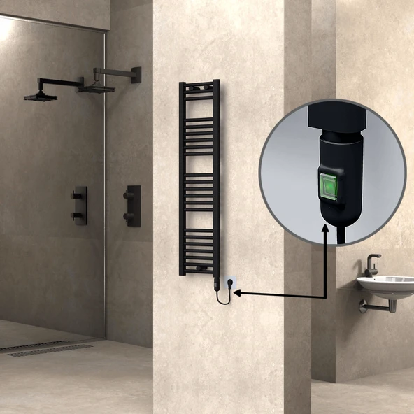 HAITI Elektrikli Havlupan 300x1200 Düz Siyah (OnOff Düğmeli) 300W ürün görseli 1