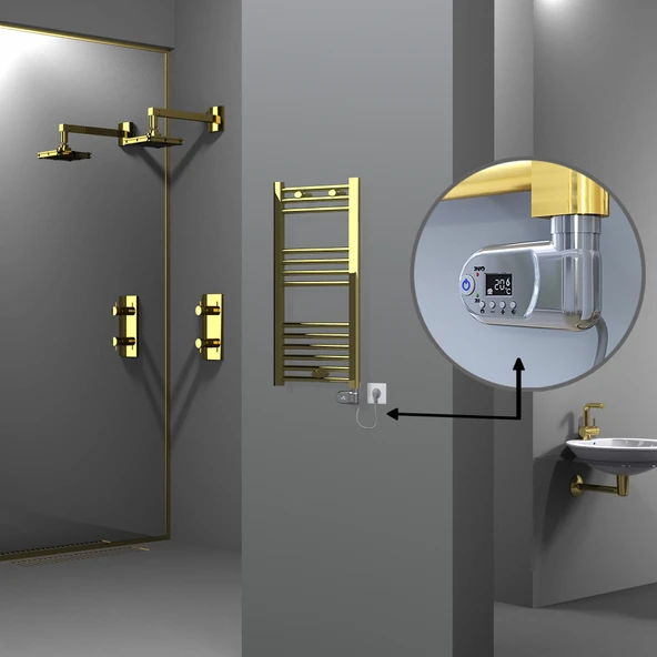 HAITI Elektrikli Havlupan 400x800 Düz Altın (Thesis Termostat) 200W ürün görseli 1