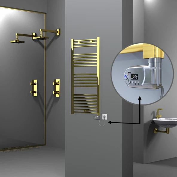 HAITI Elektrikli Havlupan 500x1100 Düz Altın (Thesis Termostat) 300W ürün görseli 1