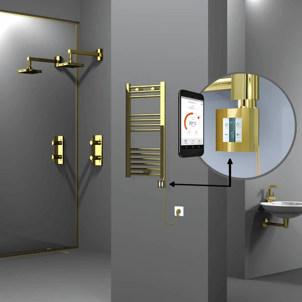 HAITI Elektrikli Havlupan 400x800 Düz Altın (KTX4 Termostat) 200W Spiral Kablolu ürün görseli 1