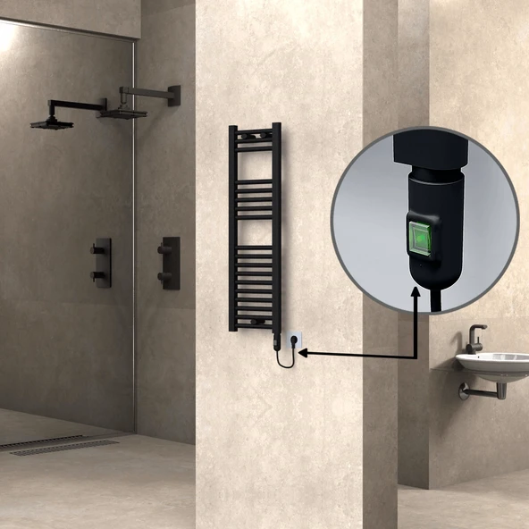 HAITI Elektrikli Havlupan 300x1000 Düz Siyah (OnOff Düğmeli) 300W ürün görseli 1