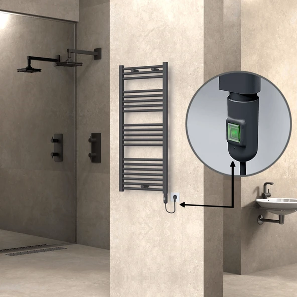 HAITI Elektrikli Havlupan 500x1100 Düz Antrasit (OnOff Düğmeli) 600W ürün görseli 1