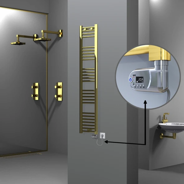 HAITI Elektrikli Havlupan 300x1500 Düz Altın (Thesis Termostat) 300W ürün görseli 1
