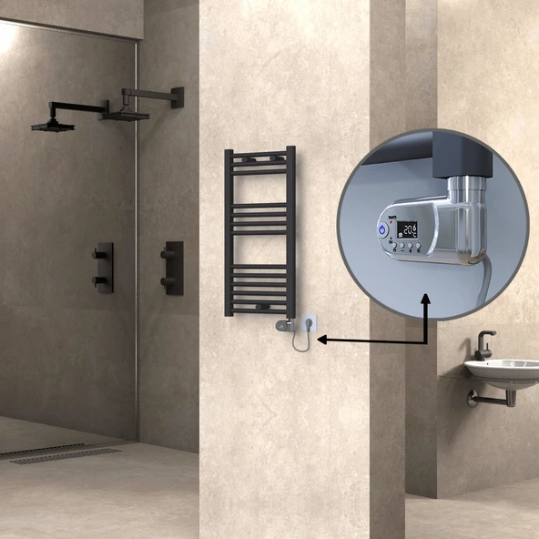 HAITI Elektrikli Havlupan 400x800 Düz Antrasit (Thesis Termostat) 300W ürün görseli