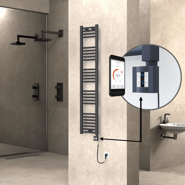 HAITI Elektrikli Havlupan 300x1500 Düz Antrasit (KTX4 Termostat) 600W Spiral Kablolu ürün görseli 1