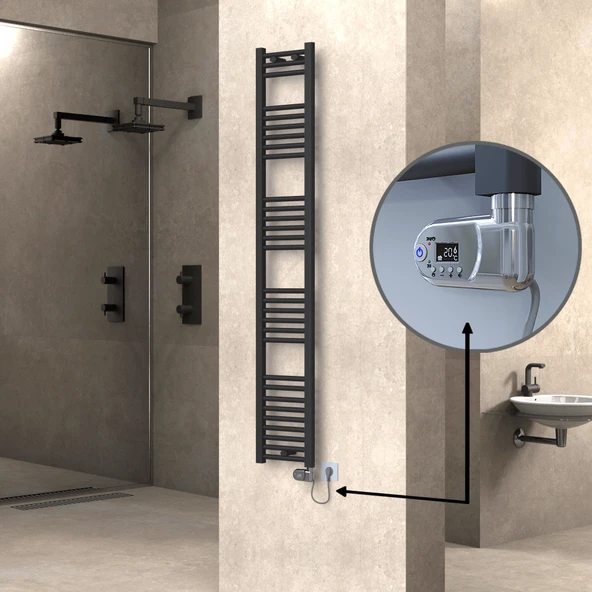 HAITI Elektrikli Havlupan 300x1800 Düz Antrasit (Thesis Termostat) 600W ürün görseli 1