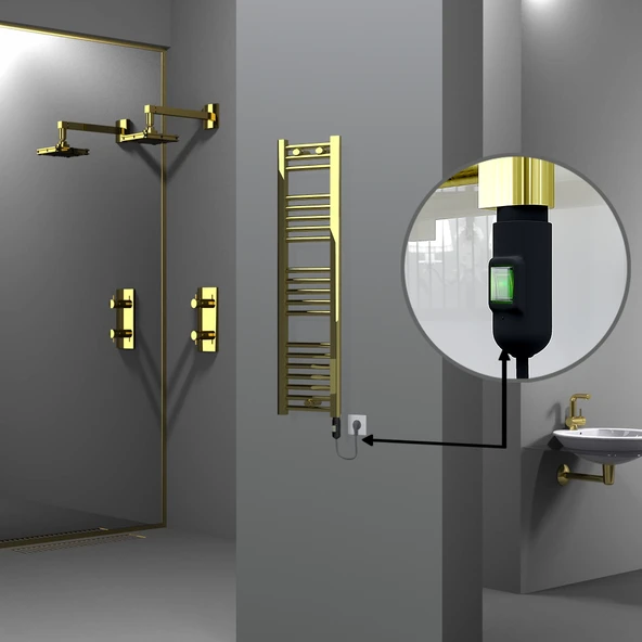 HAITI Elektrikli Havlupan 300x1100 Düz Altın (OnOff Düğmeli) 200W ürün görseli 1