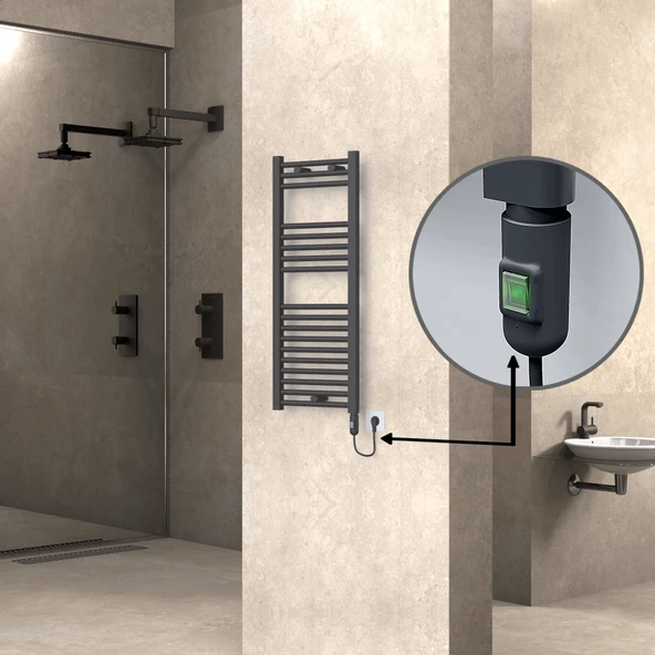 HAITI Elektrikli Havlupan 400x1000 Düz Antrasit (OnOff Düğmeli) 300W ürün görseli 1