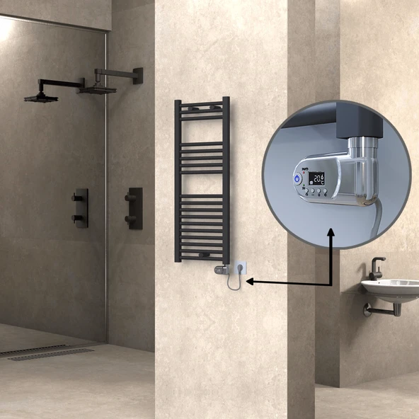 HAITI Elektrikli Havlupan 400x1000 Düz Antrasit (Thesis Termostat) 300W ürün görseli 1