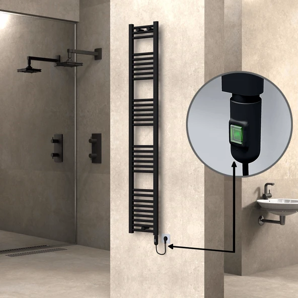 HAITI Elektrikli Havlupan 300x1800 Düz Siyah (OnOff Düğmeli) 600W ürün görseli 1