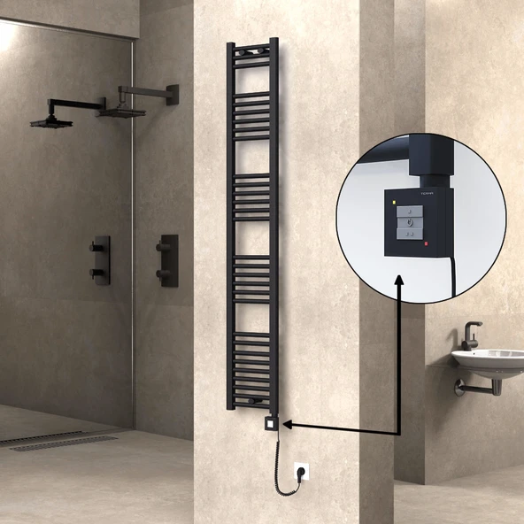 HAITI Elektrikli Havlupan 300x1800 Düz Siyah (KTX1 Termostat) 600W Spiral Kablolu ürün görseli 1