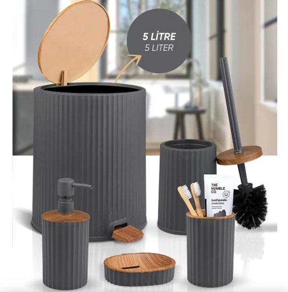 6450-3A KOVALI 5 LI BANYO SET ANTRASIT