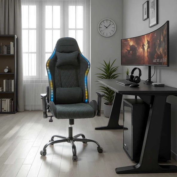 Adore Gaming Prime-X Pofesyonel Oyuncu Koltuğu - Koyu Gri Kumaş 69x119.5-130x76 cm