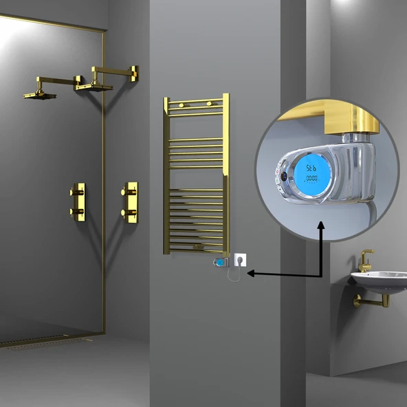 HAITI Elektrikli Havlupan 500x1000 Düz Altın (Musa Termostat) 300W ürün görseli 1