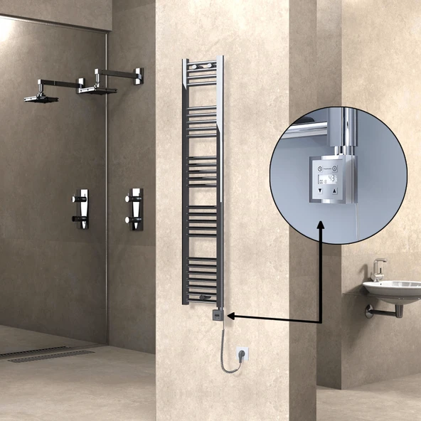 HAITI Elektrikli Havlupan 300x1500 Düz Krom (KTX3 Termostat) 300W Spiral Kablolu ürün görseli