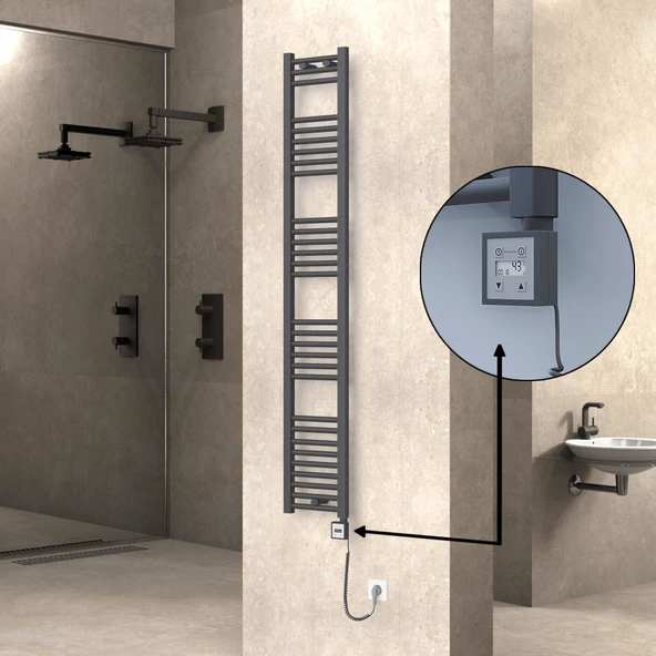 HAITI Elektrikli Havlupan 300x1800 Düz Antrasit (KTX3 Termostat) 600W Spiral Kablolu ürün görseli 1