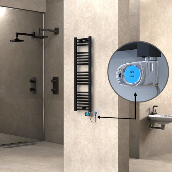 HAITI Elektrikli Havlupan 300x1100 Düz Siyah (Musa Termostat) 300W ürün görseli 1