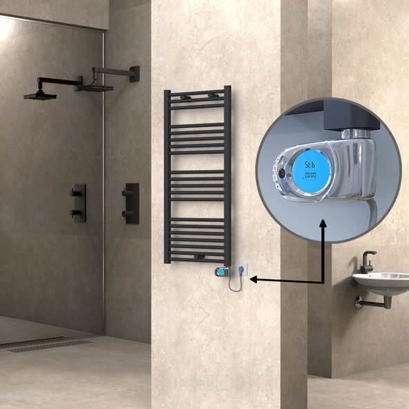 HAITI Elektrikli Havlupan 500x1100 Düz Antrasit (Musa Termostat) 600W ürün görseli 1