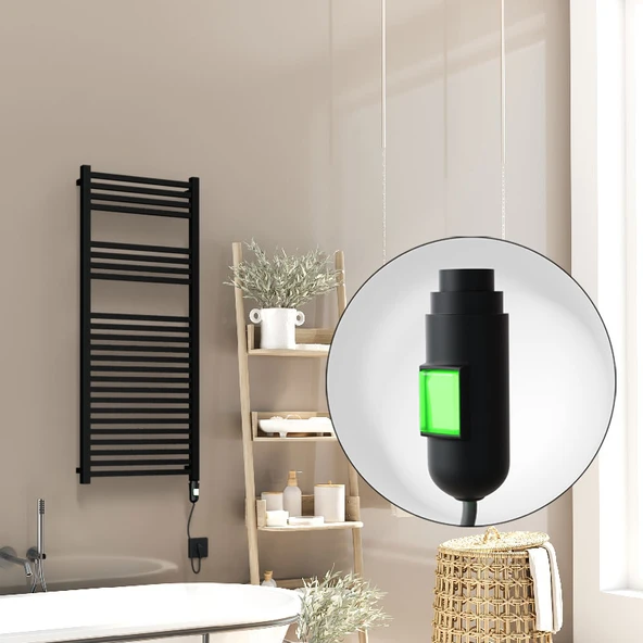 Barbados Elektrikli Havlupan 500x1200 Siyah Mat (OnOff Düğmeli) 600W