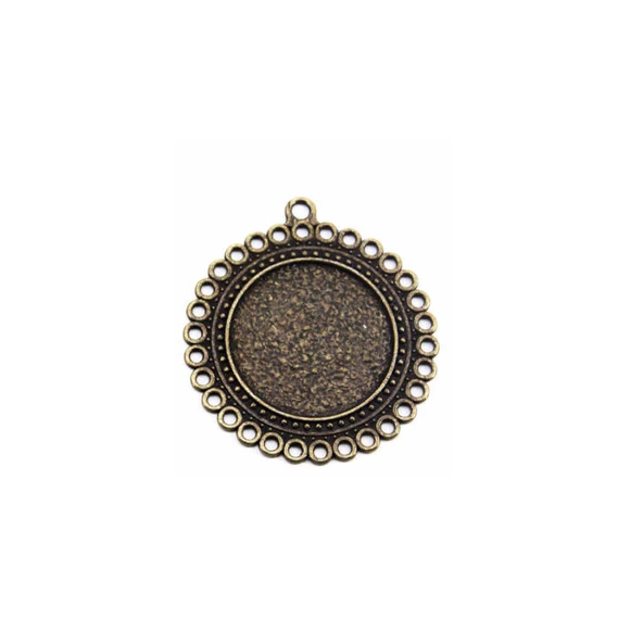 Epoksi Kolye Ucu  Yuvarlak Daireli  Antik Sarı Renk   5,2 Cm  (5 ADET)