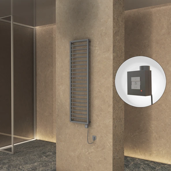 NAXOS Elektrikli Havlupan 500x1655 Antrasit Texture (KTX1 Termostat) 600W Spiral Kablolu ürün görseli 1