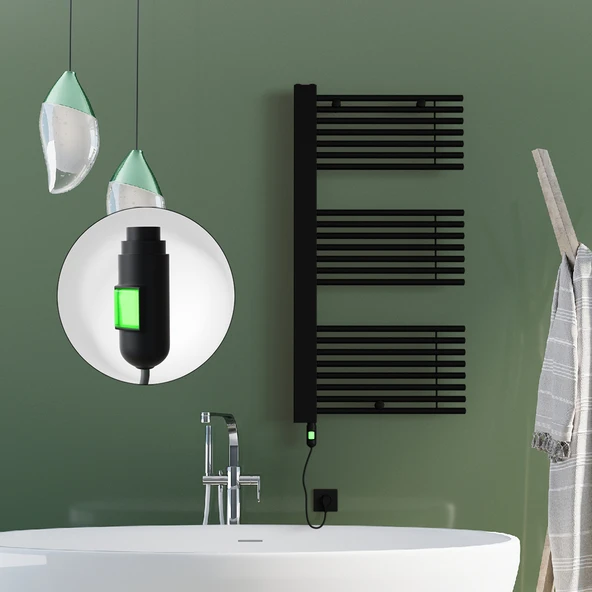 MALE Elektrikli Havlupan 600x1190  Siyah (OnOff Düğmeli) 900W ürün görseli 1