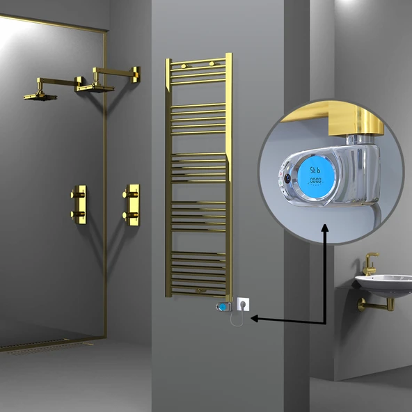 HAITI Elektrikli Havlupan 500x1500 Düz Altın (Musa Termostat) 600W ürün görseli 1