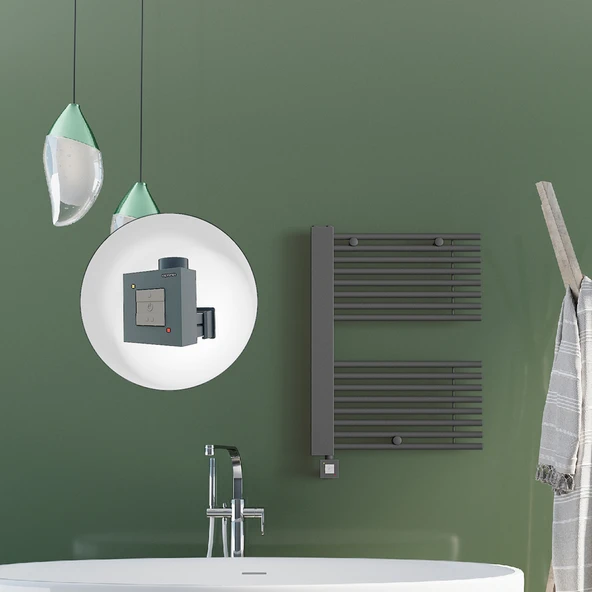 MALE Elektrikli Havlupan 600x800  Antrasit (KTX1 Termostat) 600W Spiral Kablolu ürün görseli 1