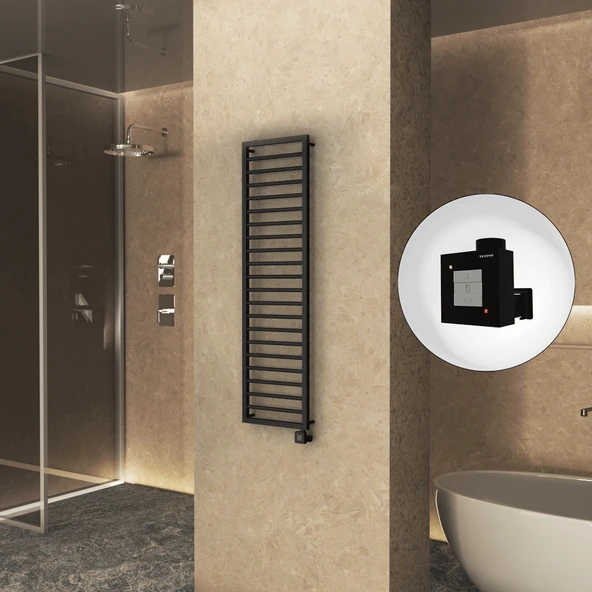NAXOS Elektrikli Havlupan 500x1655 Siyah Mat (KTX1 Termostat) 600W ürün görseli 1