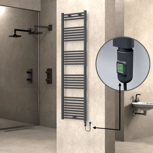 HAITI Elektrikli Havlupan 500x1800 Düz Antrasit (OnOff Düğmeli) 900W ürün görseli 1