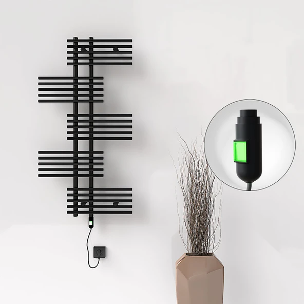 FIJI Elektrikli Havlupan 650x1250 Siyah Mat (OnOff Düğmeli) 600W ürün görseli