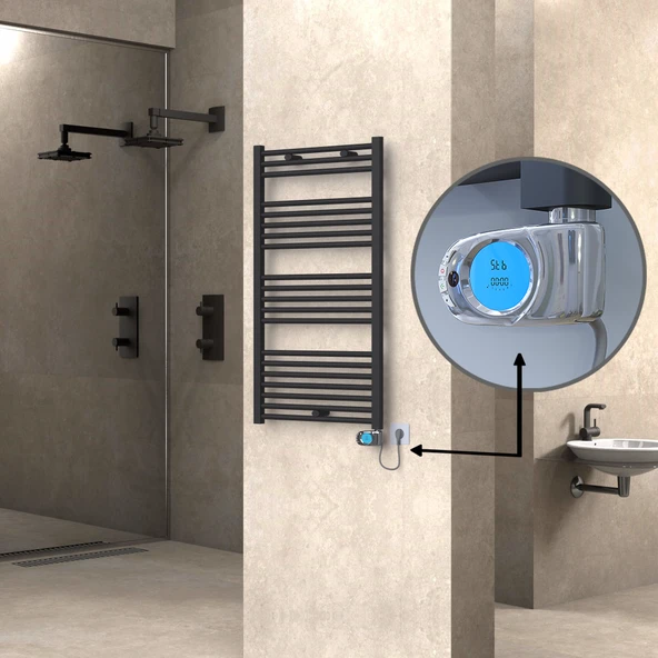 HAITI Elektrikli Havlupan 600x1100 Düz Antrasit (Musa Termostat) 600W ürün görseli 1