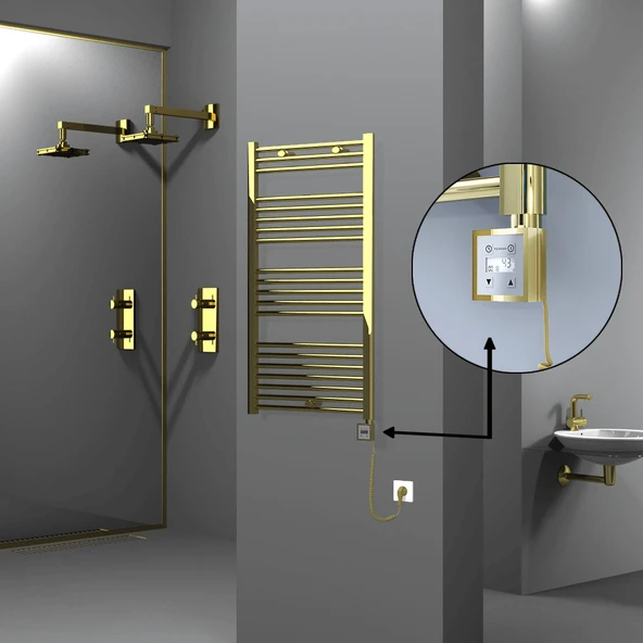 HAITI Elektrikli Havlupan 600x1100 Düz Altın (KTX3 Termostat) 300W Spiral Kablolu ürün görseli 1