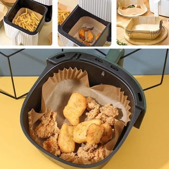Tek Kullanımlık Tabak  Kare  Air Fryer Için Pişirme Kağıdı 50 li 16 CM - 3