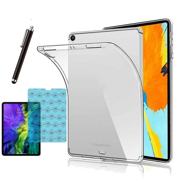 Apple iPad Air M2 / iPad Air M3 Uyumlu Şeffaf Kılıf Cam Kalem Set