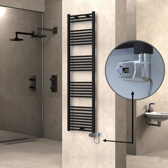 HAITI Elektrikli Havlupan 500x1800 Düz Siyah (Thesis Termostat) 900W ürün görseli 1