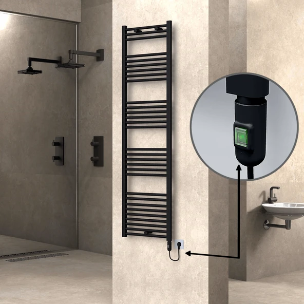 HAITI Elektrikli Havlupan 500x1800 Düz Siyah (OnOff Düğmeli) 900W ürün görseli 1