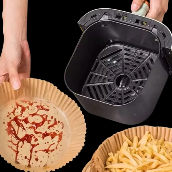 Tek Kullanımlık Tabak  Yuvarlak Air Fryer Için Pişirme Kağıdı 50 li 16 CM - 5