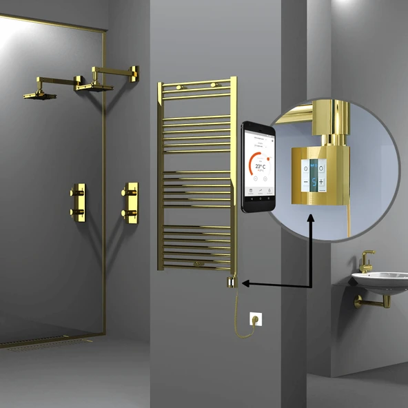 HAITI Elektrikli Havlupan 600x1200 Düz Altın (KTX4 Termostat) 300W Spiral Kablolu ürün görseli 1