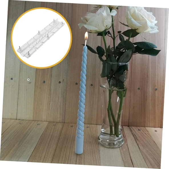 Poli Karbon Mum Kalıbı Şamdanlık  Uzun  Burgulu 31 CM - 4