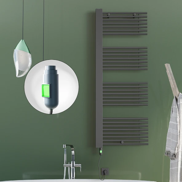 MALE Elektrikli Havlupan 600x1600  Antrasit (OnOff Düğmeli) 900W ürün görseli 1