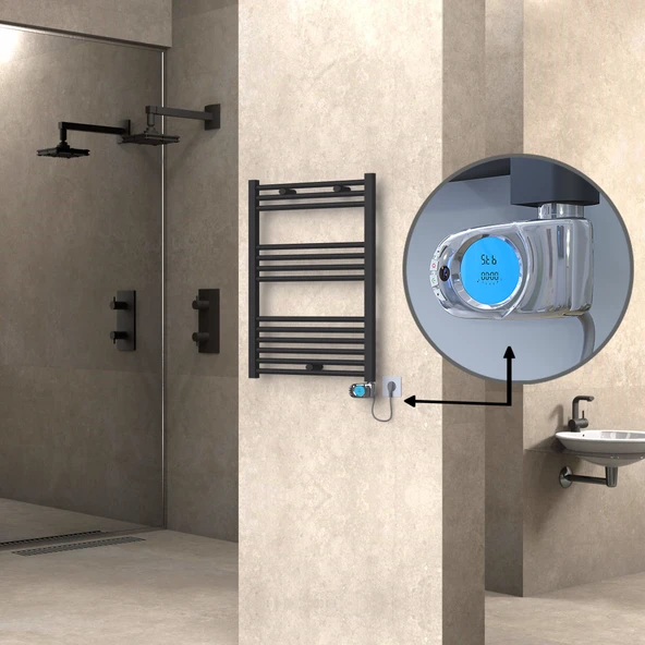 HAITI Elektrikli Havlupan 600x800 Düz Antrasit (Musa Termostat) 300W ürün görseli 1