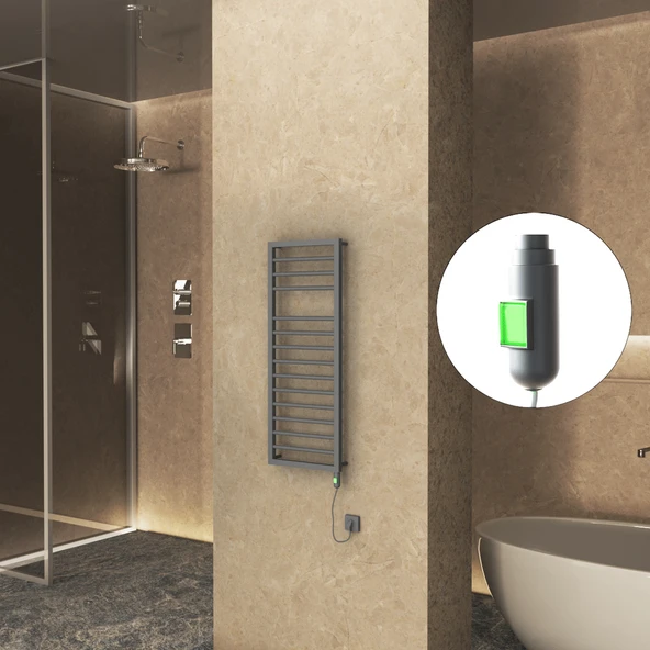 NAXOS Elektrikli Havlupan 500x1193 Antrasit Texture (OnOff Düğmeli) 600W ürün görseli 1